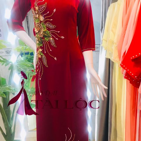 Áo Dài bà Sui Màu Đỏ Nhung BSD-N3