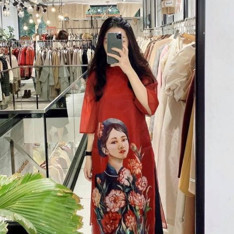 Áo Dài Bưng Quả Đỏ Cô Gái BQ-DCG