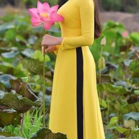 Áo Dài Bưng Quả Vàng Trơn 4 Tà BQ-VT