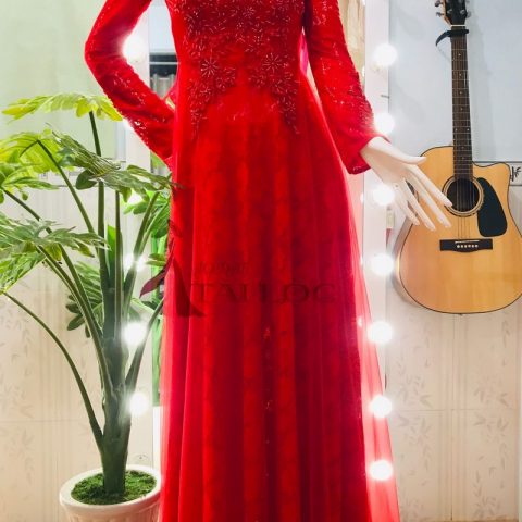 Áo Dài Cưới Đỏ Ren Ẩn CDD-RTX31