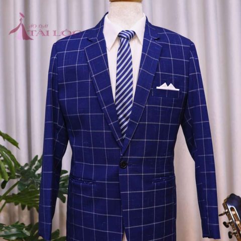 Áo Vest Nam Màu Xanh Caro