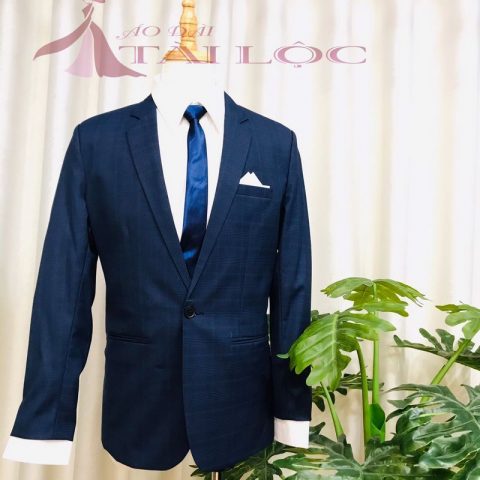 Áo Vest Nam Màu Xanh Đen Caro