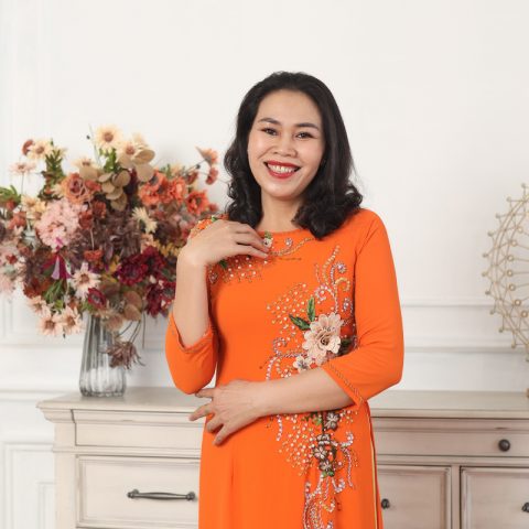 Áo dài ngồi sui cam 4 tà (