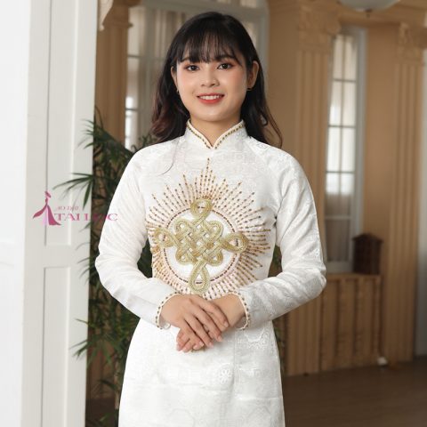 Áo dài cô dâu vải gấp cặp (ms
