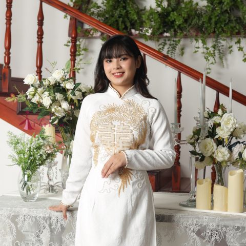 Áo dài cô dâu cặp trắng (MS