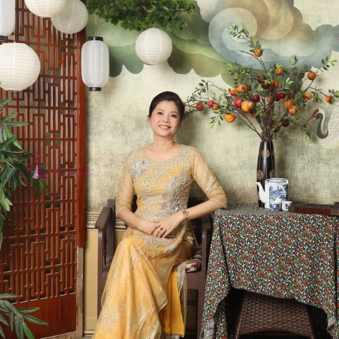 Áo dài cho mẹ vải lưới 6 tà (Ms