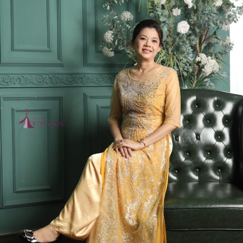 Áo dài ngồi sui vải ren tà (MS