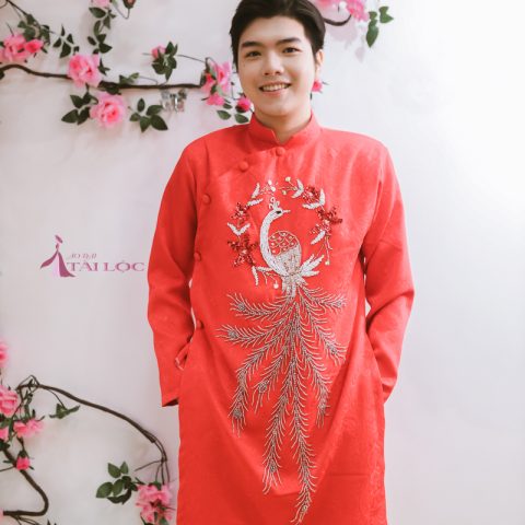 Áo dài cặp Nam Nữ Màu Đỏ Ms