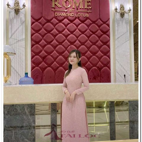 Áo Dài Cưới Màu Hồng 4 Tà Thun Xốp CDH-TX7