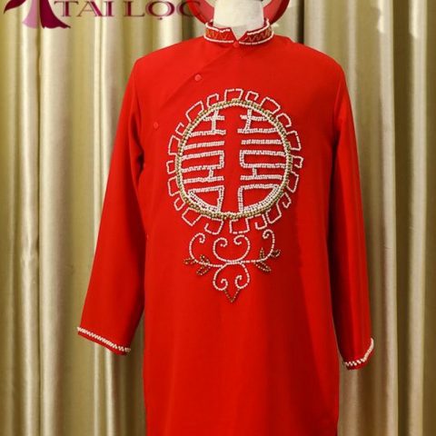 Áo Dài Chú Rể Cách Tân Màu Đỏ (KH 31)