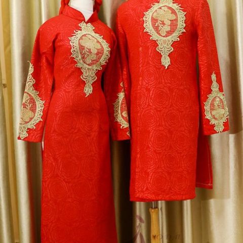 Áo Dài Cặp Nam Nữ Đỏ ( G12)