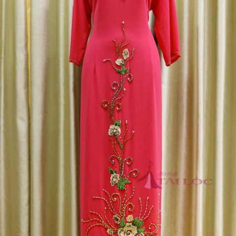 Áo Dài Bà Sui Hồng Cánh Sen 4 Tà BSH47