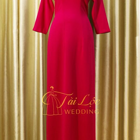 Áo Dài Bà Sui Màu  Đỏ Đô Vải Lụa Trơn