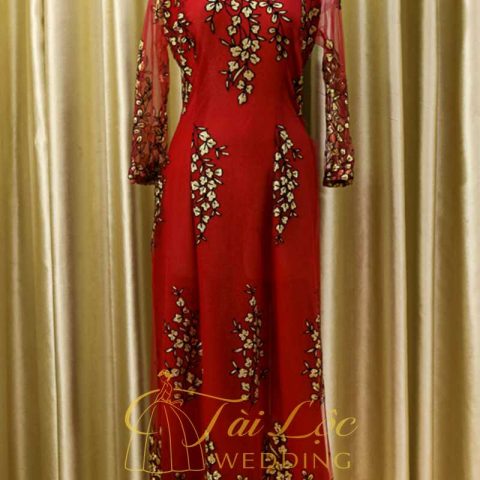 Áo Dài Bài Sui Màu Đỏ Lá Vàng