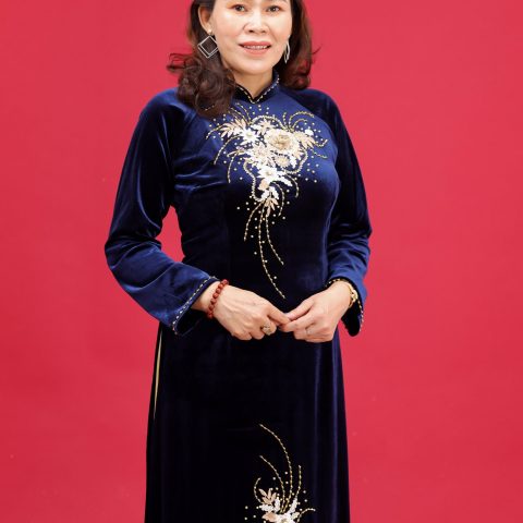 Áo Dài Bà Sui Màu Tối Vải Nhung Có Cổ- (MSP- MS1)