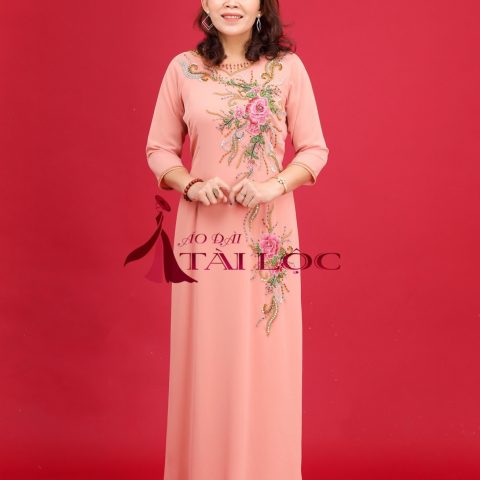 Áo Dài Bà Sui Màu Ruốc 4 Tà Hoa Hồng (MSP -CD3)