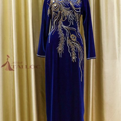 Áo Dài Bà Sui Màu Xanh Vải Nhung- MSP MS3