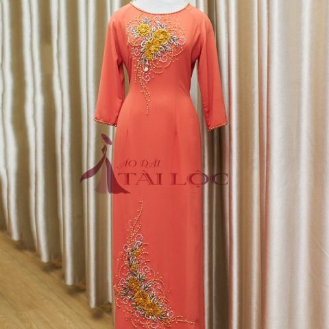 Áo dài bà sui màu cam 2 tà ( MSP- CD2)