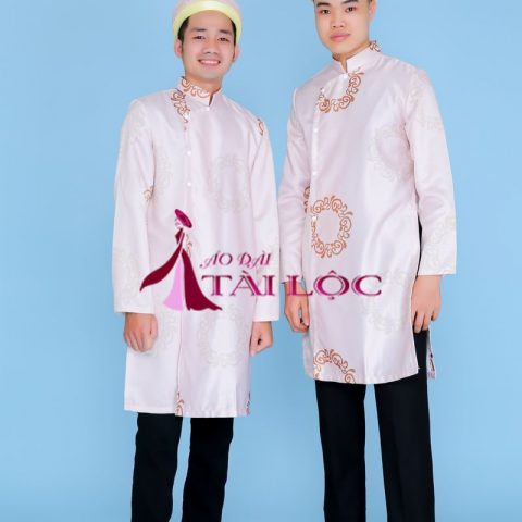 Áo Dài Bưng Quả Nam Màu Kem BQN-KN