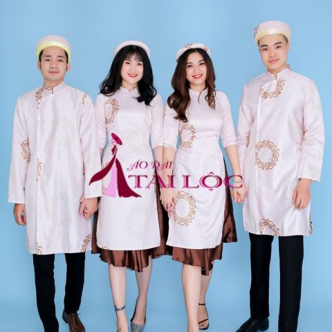 Áo Dài Bưng Quả Cách Tân Nữ Kem Nâu BQCT-KN