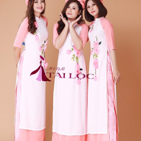 Áo Dài Bưng Quả Cam 2 Tà (MS1)