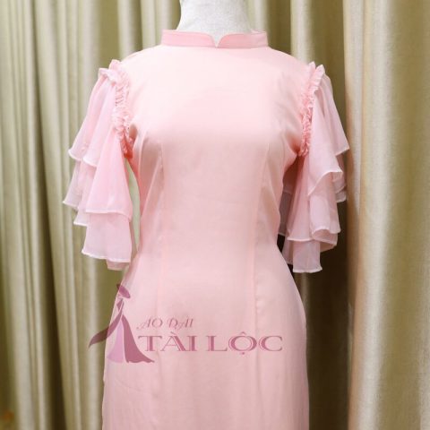 Áo Dài Bưng Quả Hồng Trơn Tay Bèo(BQH-MS21)