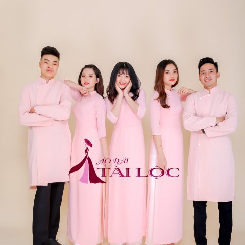 Áo Dài Bưng Quả Màu Hồng Trơn Nhẹ Nhàng (BQH-MS22)