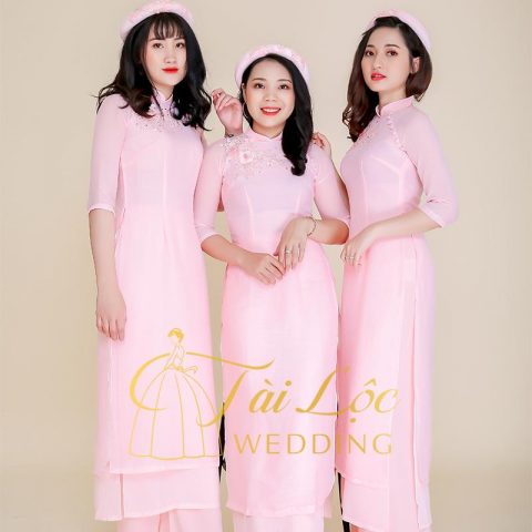 Áo Dài Bưng Quả Màu Hồng Đông Nhi