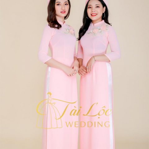 Áo Dài Bưng Quả Màu Hồng Size Lớn 2