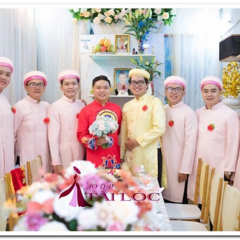 Áo Dài Bưng Quả Nam Hồng BQN-HT