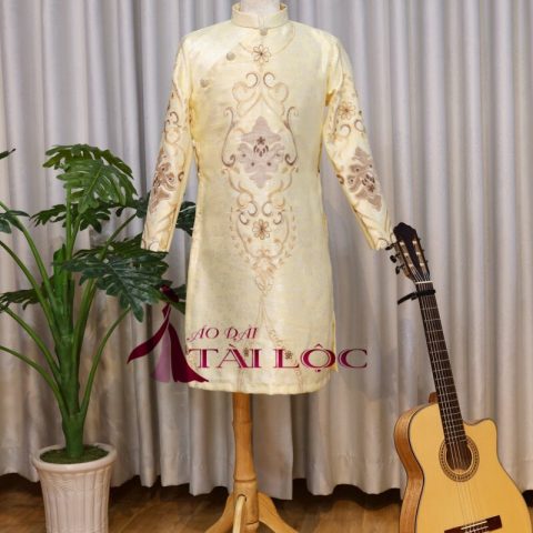 Áo Dài Cách Tân Nam Màu Vàng (KH V8)