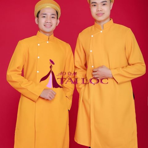 Áo Dài Bưng Quả Nam Vàng Nghệ BQN-V1