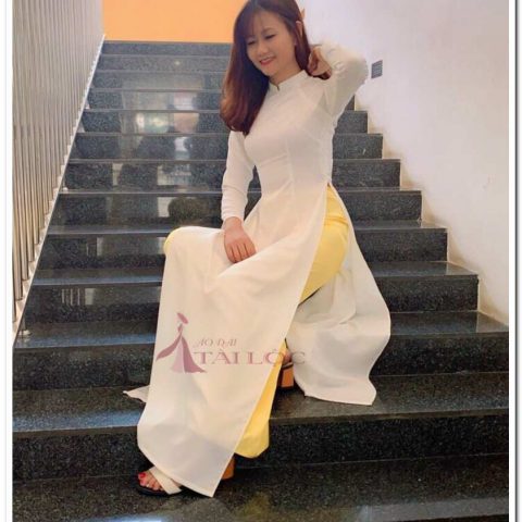 Áo Dài Bưng Quả Trắng Trơn Tây Thi BQ-TT