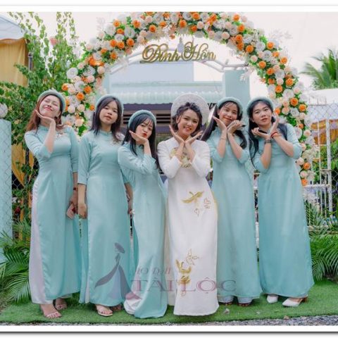 Áo Dài Bưng Quả Xanh Nhung BQ-XN