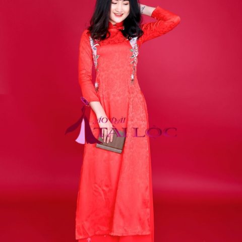 Áo Dài Cưới Màu Đỏ Thêu Chim Hạc CD-G8