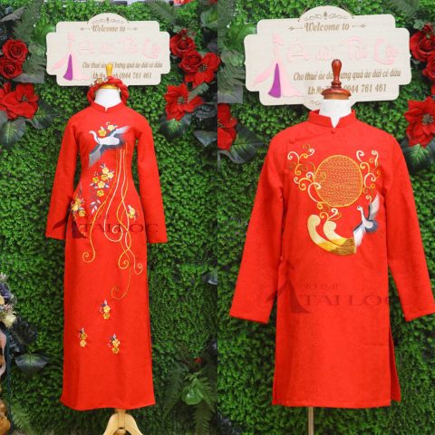 Áo Dài Cưới Cặp Năm Nữ Thêu( MSP -G16)