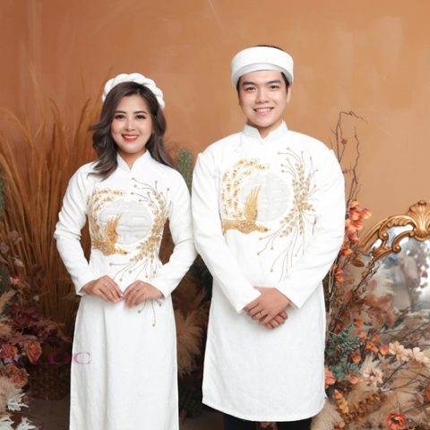 Áo dài dâu rể màu trắng (KH )