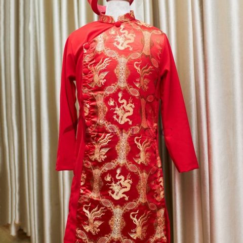 Áo Dài Nam Chú Rể Họa Tiết Rồng Phượng Vàng (CR RONG-MS2)