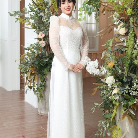 Áo dài cưới màu trắng (KH RT15)