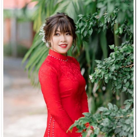 Áo Dài Cưới Đỏ Gấm Hoa CDD-GH18