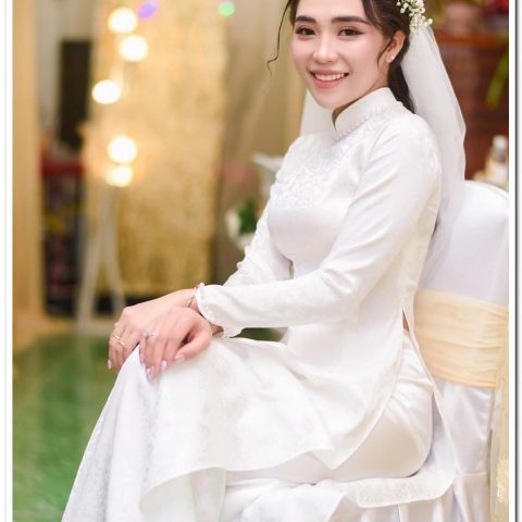 Áo Dài Cưới Màu Trắng Gấm Hoa CDT-G11