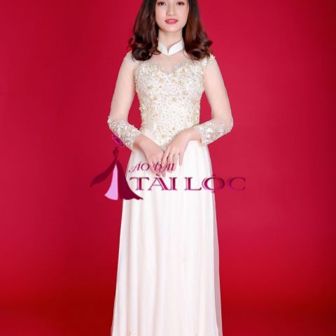 Áo Dài Cưới Vàng Ren 4 Tà CDV-R2