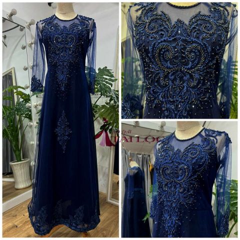 áo dài dạ hội xanh đen