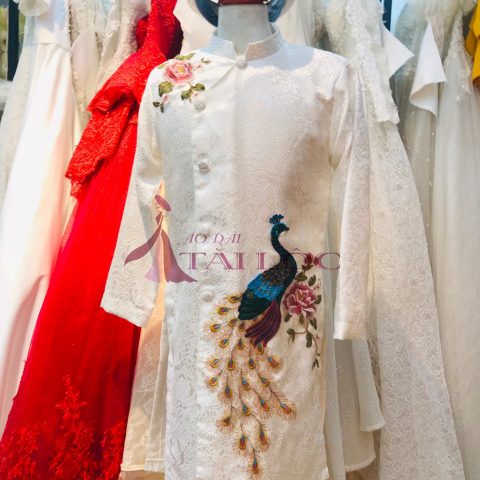 Áo Dài Nam Cách Tân Màu Trắng (KHG3)