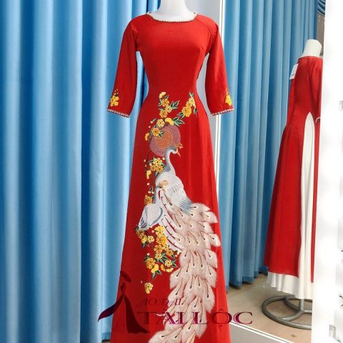Áo dài bà sui lụa tây thi màu đỏ (BSD-L4)