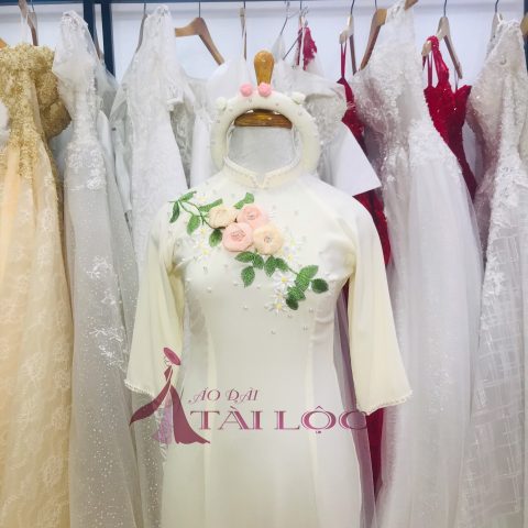 Áo Dài Bưng Quả Màu Vàng Lợt (KH Cúc Họa Mi)