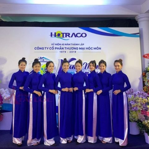 Áo dài trơn màu xanh dương(BQX-MS4)