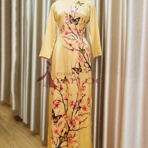 Áo Dài Chụp Hình Xuân Màu Vàng MSP BV