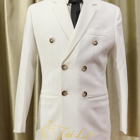 Áo Vest Nam Màu Trắng 6 Nút Hàn Quốc