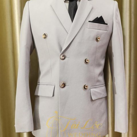 Áo Vest Nam Màu Xám Tro 6 Nút Hàn Quốc